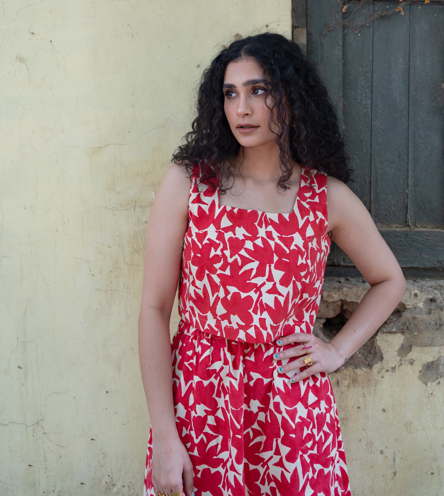 Abstract Shapes Yoko Skirt Red - Harkoi Studio - A modern take on a classic favorite, the Abstract Shapes, a sustainable Ÿ?? crafted with precision and care. Keywords: abstract, shapes, yoko, skirt, red, sustainable red, eco-friendly fashion, yoko skirt.