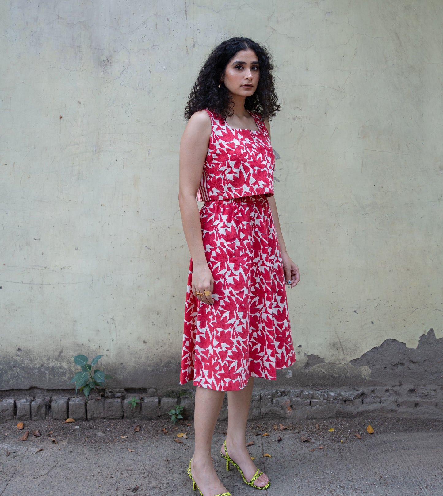 Abstract Shapes Yoko Skirt Red - Harkoi Studio - A modern take on a classic favorite, the Abstract Shapes, a sustainable Ÿ?? crafted with precision and care. Keywords: abstract, shapes, yoko, skirt, red, sustainable red, eco-friendly fashion, yoko skirt.