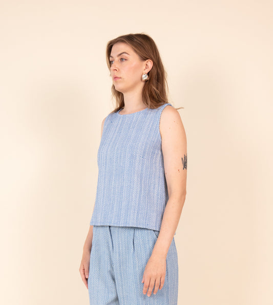 Texture Akira Top Cobalt | Harkoi Studio - An inspired choice for the modern wardrobe, the Texture Akira, a sustainable- crafted with precision and care. Keywords: texture, akira, top, cobalt, sustainable cobalt, eco-friendly fashion, top.