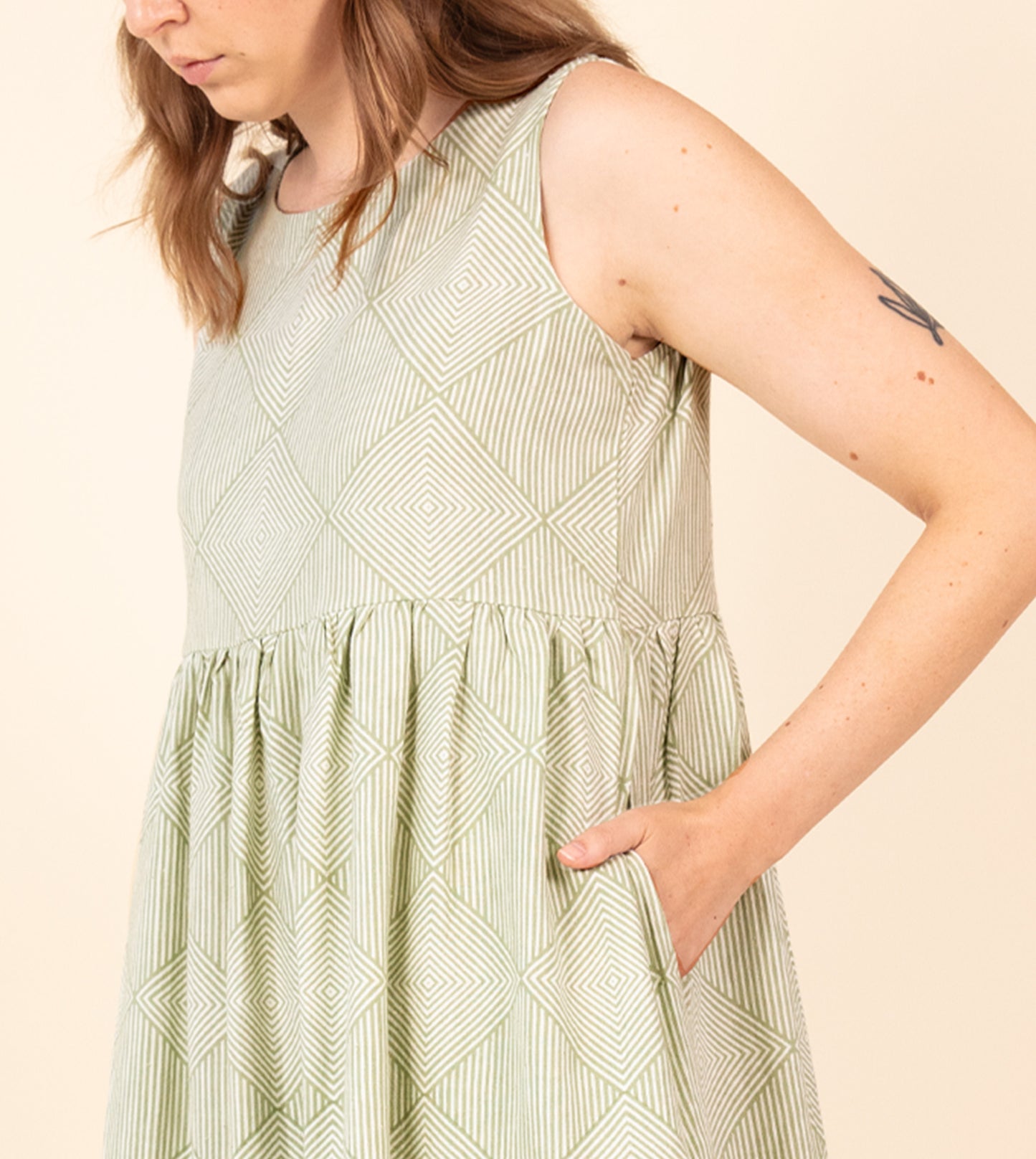 Suki Dress Green | Harkoi Studio - Your ideal companion for both casual and formal settings, the Suki Dress, a sustainable- crafted with precision and care. Keywords: suki, dress, green, sustainable green, eco-friendly fashion.