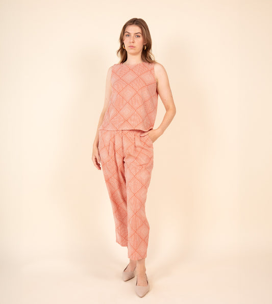 Haru Pants Orange - Harkoi Studio - Brighten your wardrobe with the Haru Pants in bold orange. Keywords: sustainable pants, eco-friendly fashion, comfortable trousers, casual wear