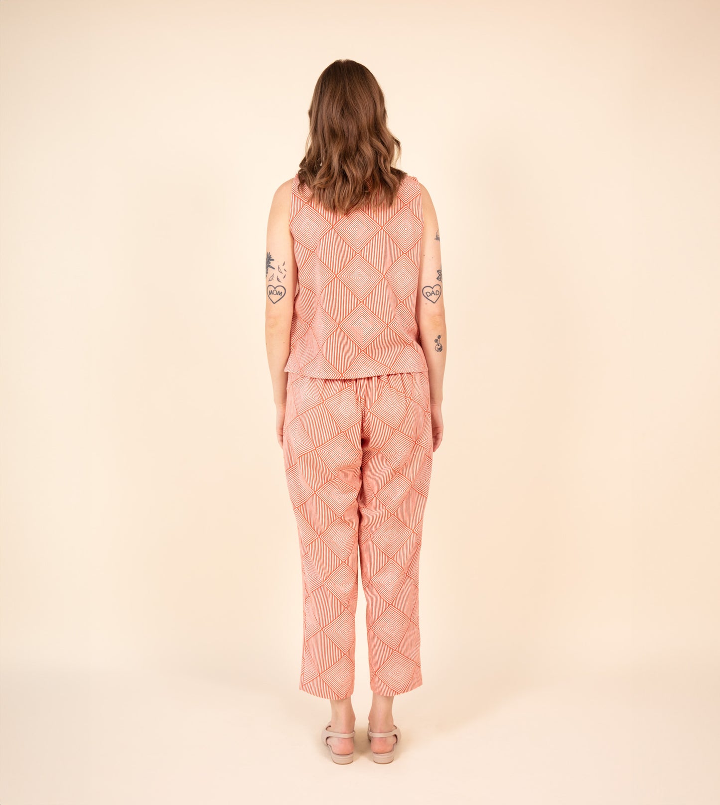 Haru Pants Orange - Harkoi Studio - Brighten your wardrobe with the Haru Pants in bold orange. Keywords: sustainable pants, eco-friendly fashion, comfortable trousers, casual wear