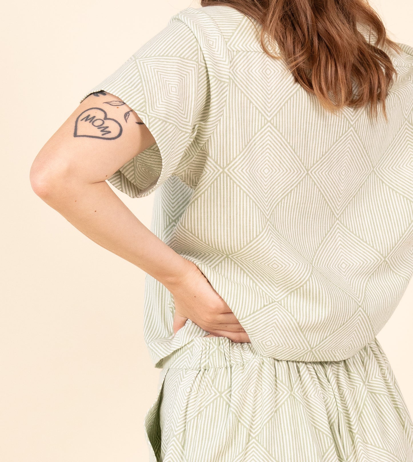 Ren Shorts Pale Green | Harkoi Studio - Embrace effortless style with the Ren Shorts in pale green. Keywords: sustainable shorts, eco-friendly fashion, Ren Shorts, pale green shorts, ethical clothing.