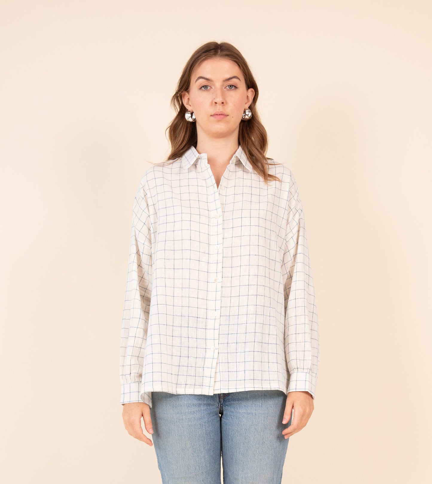 Windowpane Check Fuji Shirt | Harkoi Studio - Elevate your wardrobe with the Windowpane Check Fuji Shirt. Keywords: sustainable men's shirt, eco-friendly fashion, Windowpane Check Fuji Shirt, ethical clothing.