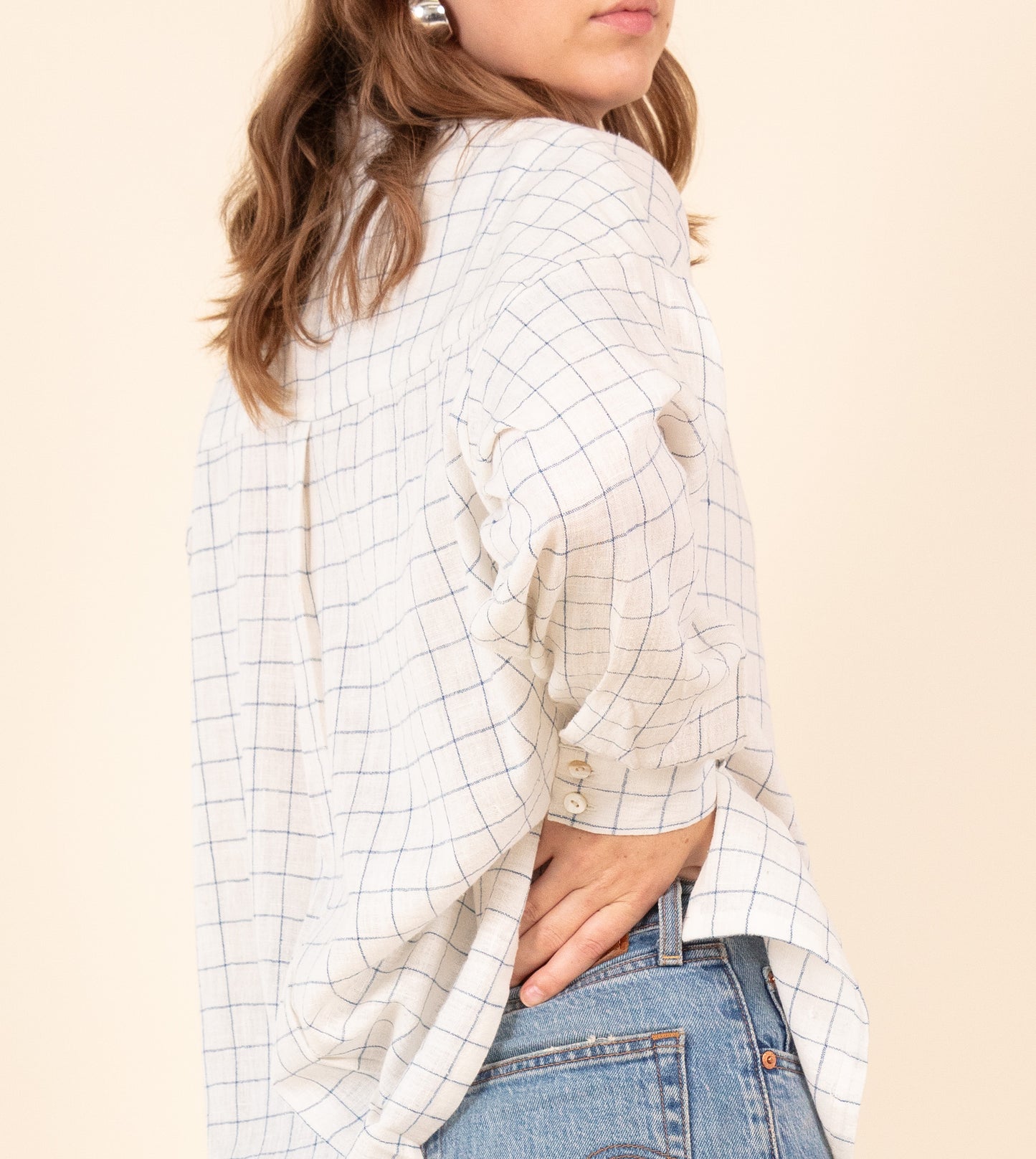 Windowpane Check Fuji Shirt | Harkoi Studio - Elevate your wardrobe with the Windowpane Check Fuji Shirt. Keywords: sustainable men's shirt, eco-friendly fashion, Windowpane Check Fuji Shirt, ethical clothing.