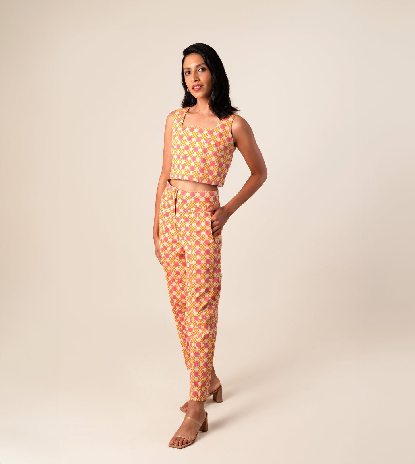 Mei Top Floral Gingham - Harkoi Studio - Elevate your wardrobe with the Mei Top in floral gingham. Keywords: sustainable blouse, eco-friendly top, Mei Top, floral gingham blouse, ethical fashion.