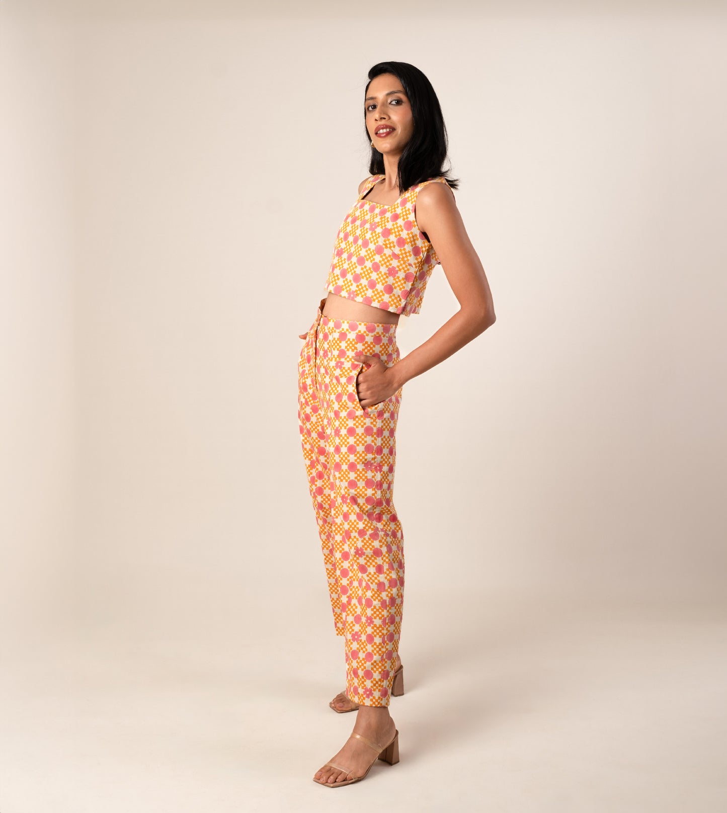 Mei Top Floral Gingham - Harkoi Studio - Elevate your wardrobe with the Mei Top in floral gingham. Keywords: sustainable blouse, eco-friendly top, Mei Top, floral gingham blouse, ethical fashion.