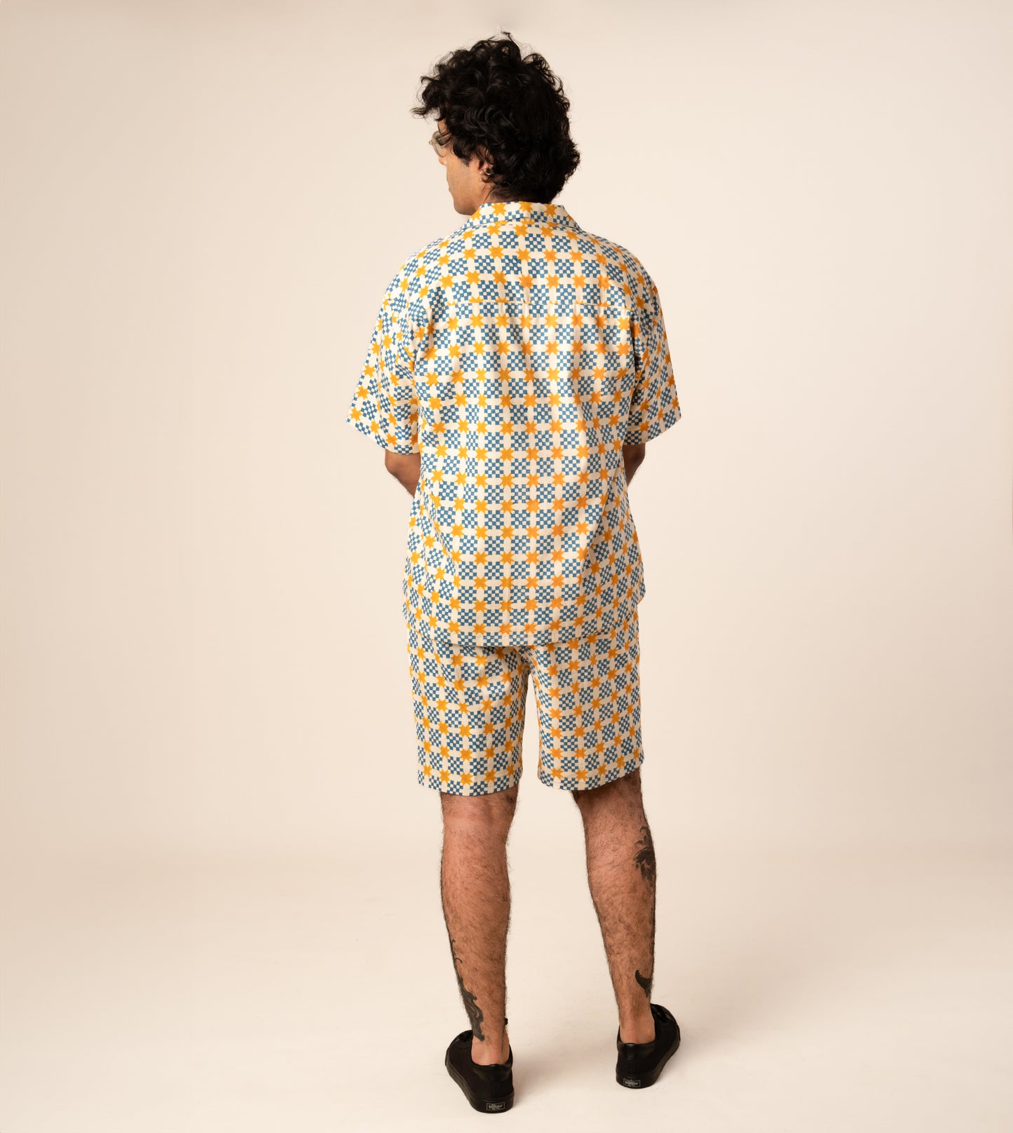 Ina Mens Shorts Star Gingham - Harkoi Studio - Elevate your casual look with the Ina Mens Shorts in star gingham. Keywords: sustainable shorts, eco-friendly fashion, Ina Shorts, star gingham shorts, ethical clothing.