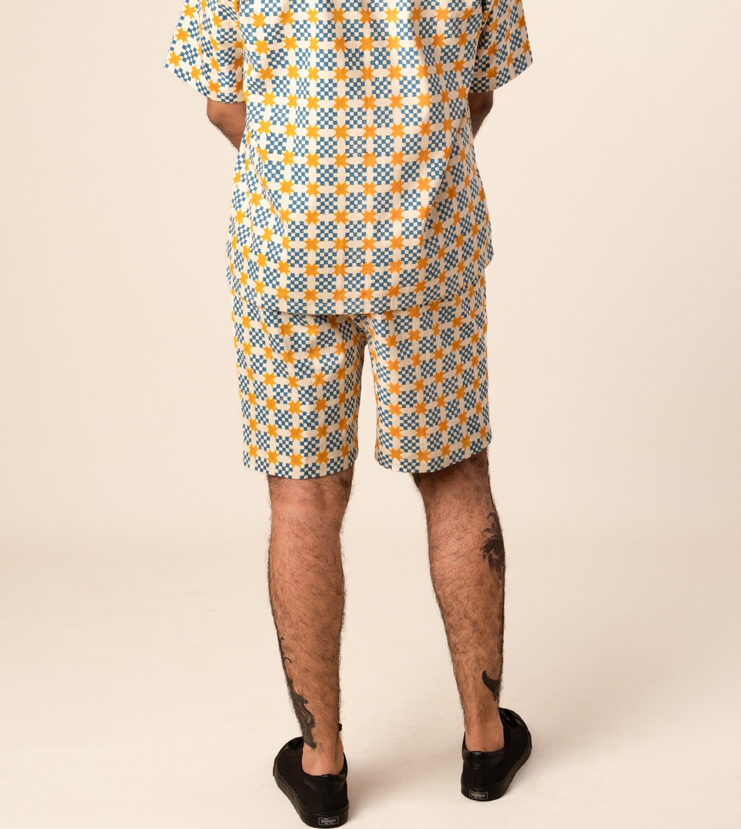 Ina Mens Shorts Star Gingham - Harkoi Studio - Elevate your casual look with the Ina Mens Shorts in star gingham. Keywords: sustainable shorts, eco-friendly fashion, Ina Shorts, star gingham shorts, ethical clothing.