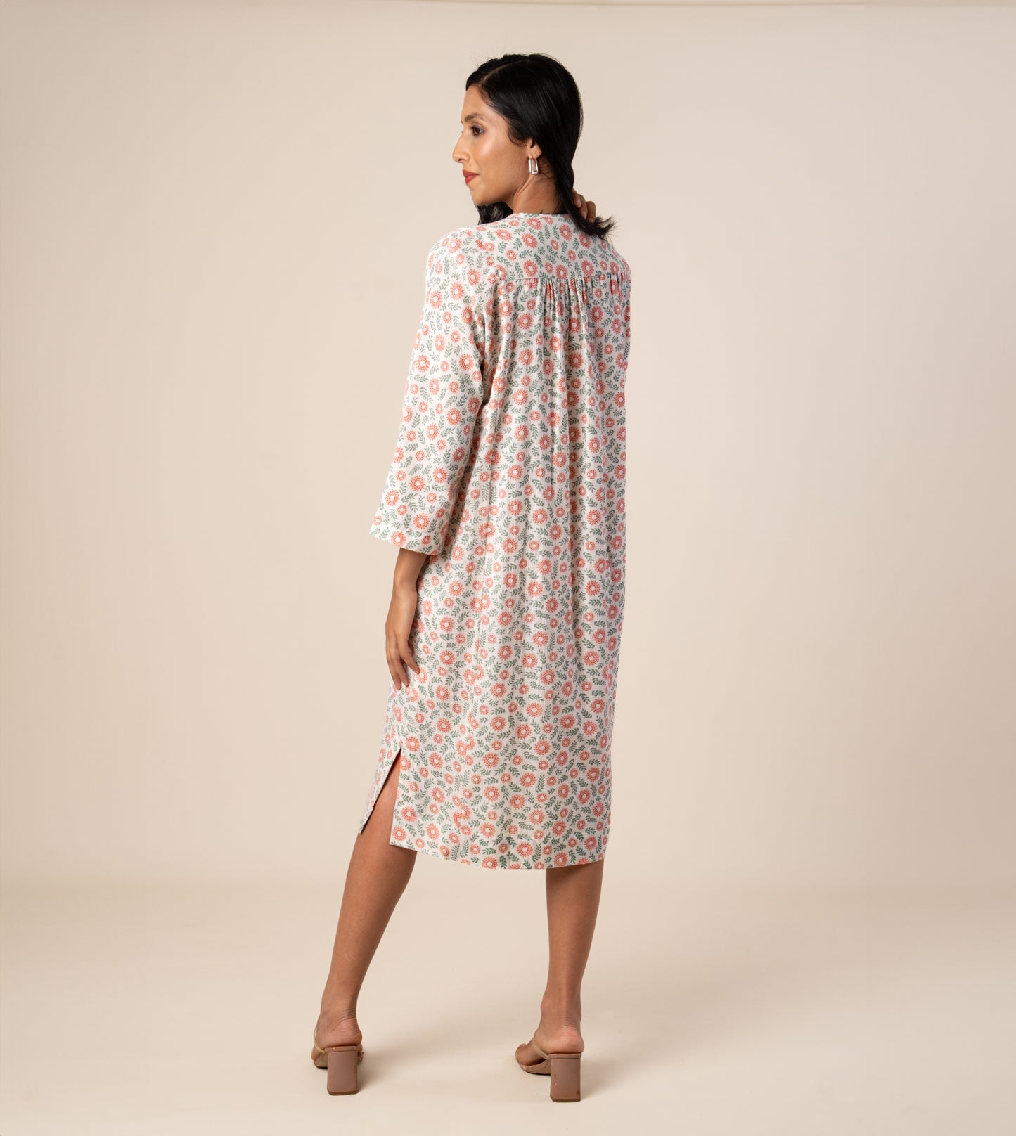 Kiyo Dress Strawberry Floral - Harkoi Studio - A bold yet timeless expression of style, the Kiyo Dress, a sustainable crafted with precision and care. Keywords: kiyo, dress, strawberry, floral, sustainable floral, eco-friendly fashion, strawberry.