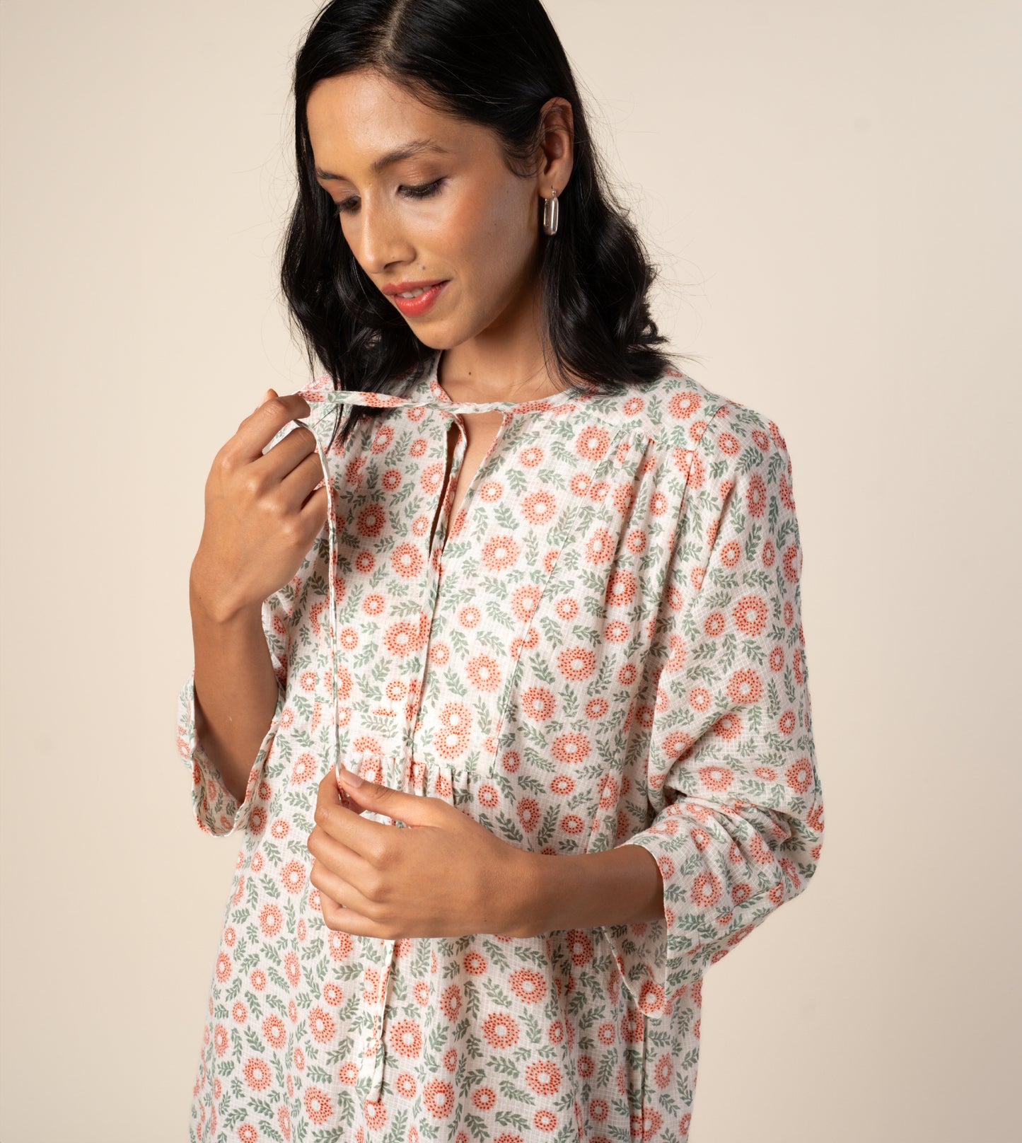 Kiyo Dress Strawberry Floral - Harkoi Studio - A bold yet timeless expression of style, the Kiyo Dress, a sustainable crafted with precision and care. Keywords: kiyo, dress, strawberry, floral, sustainable floral, eco-friendly fashion, strawberry.