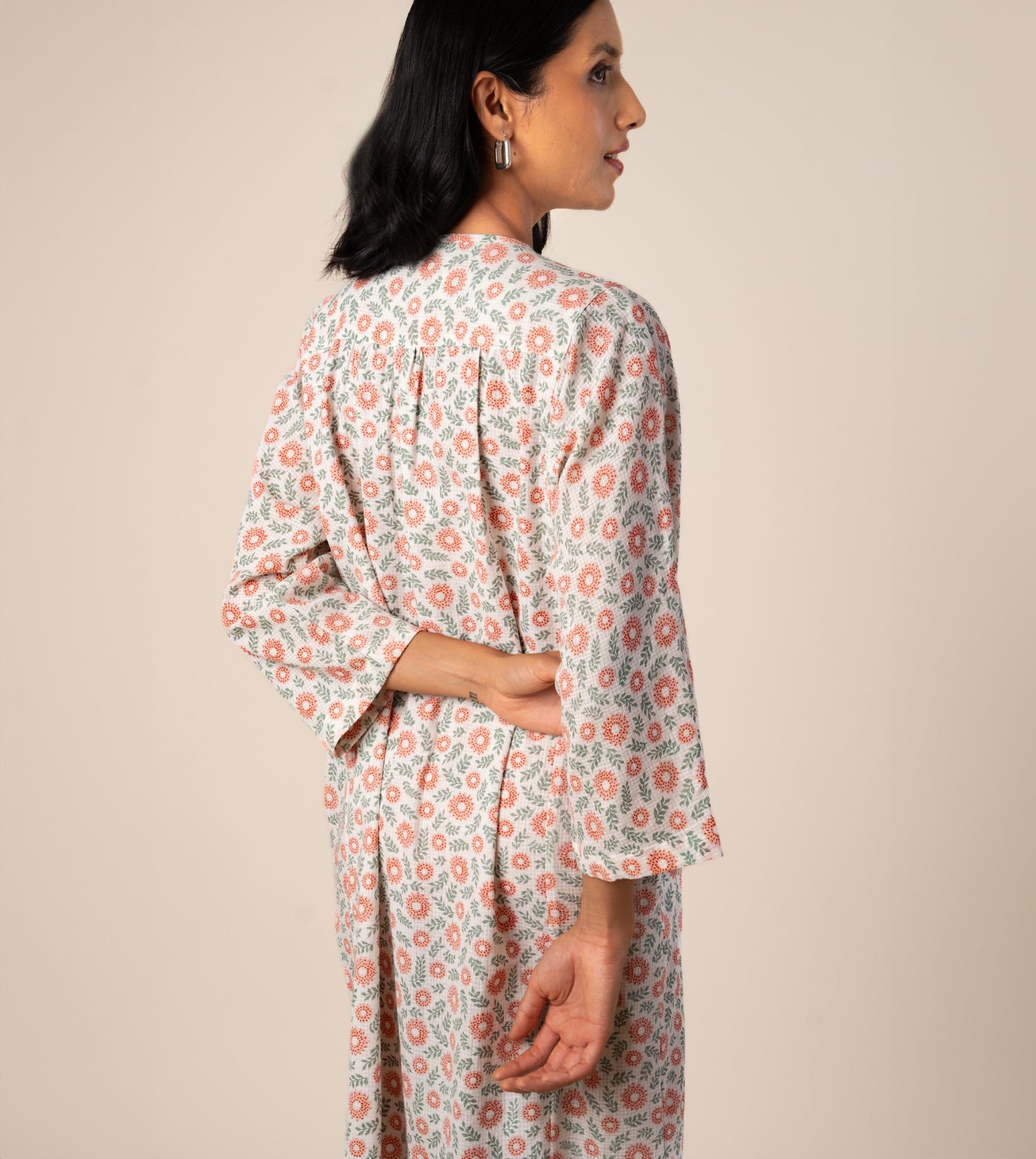 Kiyo Dress Strawberry Floral - Harkoi Studio - A bold yet timeless expression of style, the Kiyo Dress, a sustainable crafted with precision and care. Keywords: kiyo, dress, strawberry, floral, sustainable floral, eco-friendly fashion, strawberry.