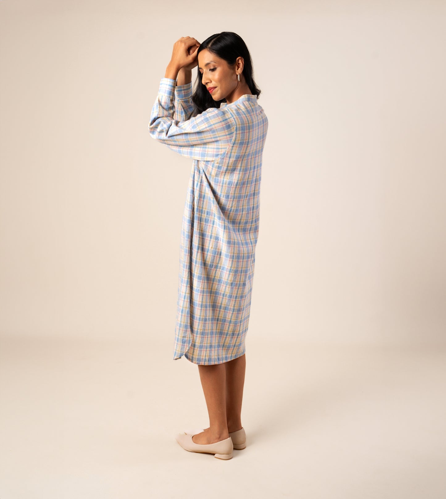 Mariko Dress Multi Plaid - Harkoi Studio - Engineered for both style and ease, the Mariko Dress, a sustainable crafted with precision and care. Keywords: mariko, dress, multi, plaid, sustainable plaid, eco-friendly fashion, multi.