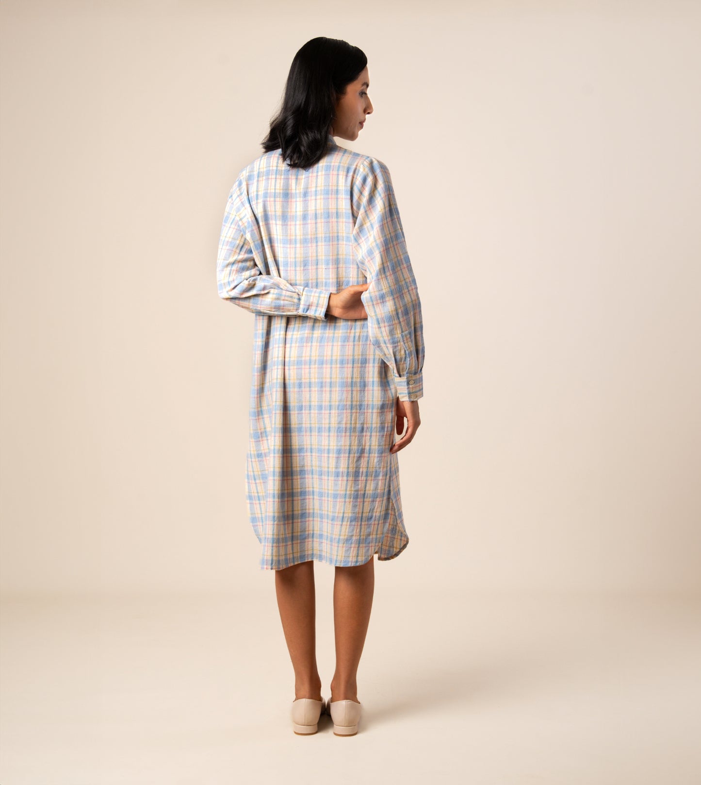 Mariko Dress Multi Plaid - Harkoi Studio - Engineered for both style and ease, the Mariko Dress, a sustainable crafted with precision and care. Keywords: mariko, dress, multi, plaid, sustainable plaid, eco-friendly fashion, multi.