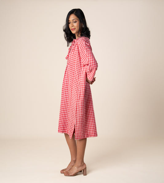 Kiyo Dress Gingham - Harkoi Studio - Step into effortless elegance with the Kiyo Dress in gingham. Keywords: sustainable dress, eco-friendly fashion, Kiyo Dress, gingham dress, ethical clothing.
