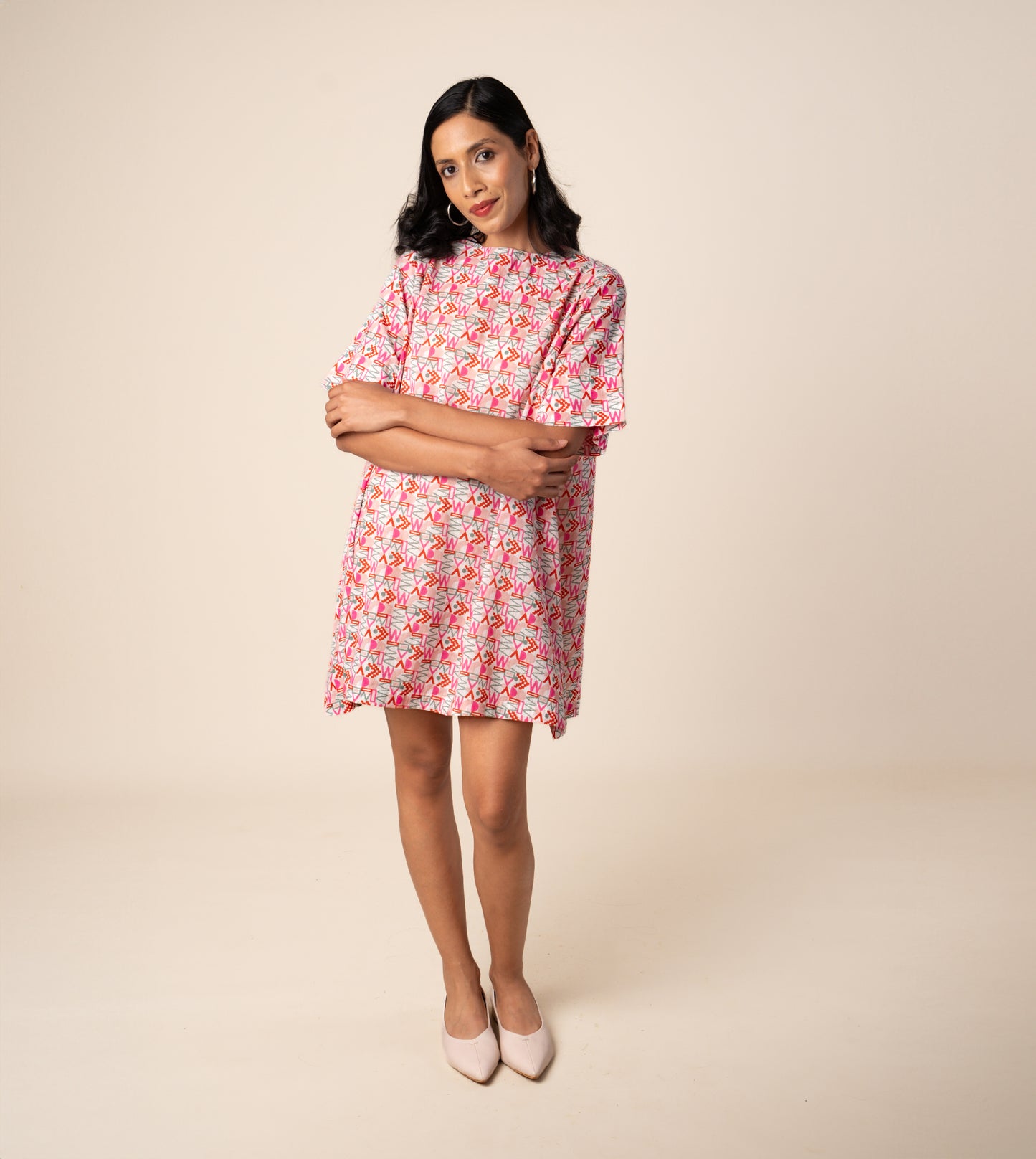 Jun Dress Girard - Harkoi Studio - Express your individuality with the Jun Dress in the artistic Girard pattern. Keywords: sustainable dress, eco-friendly fashion, Jun Dress, Girard-patterned dress, ethical clothing.