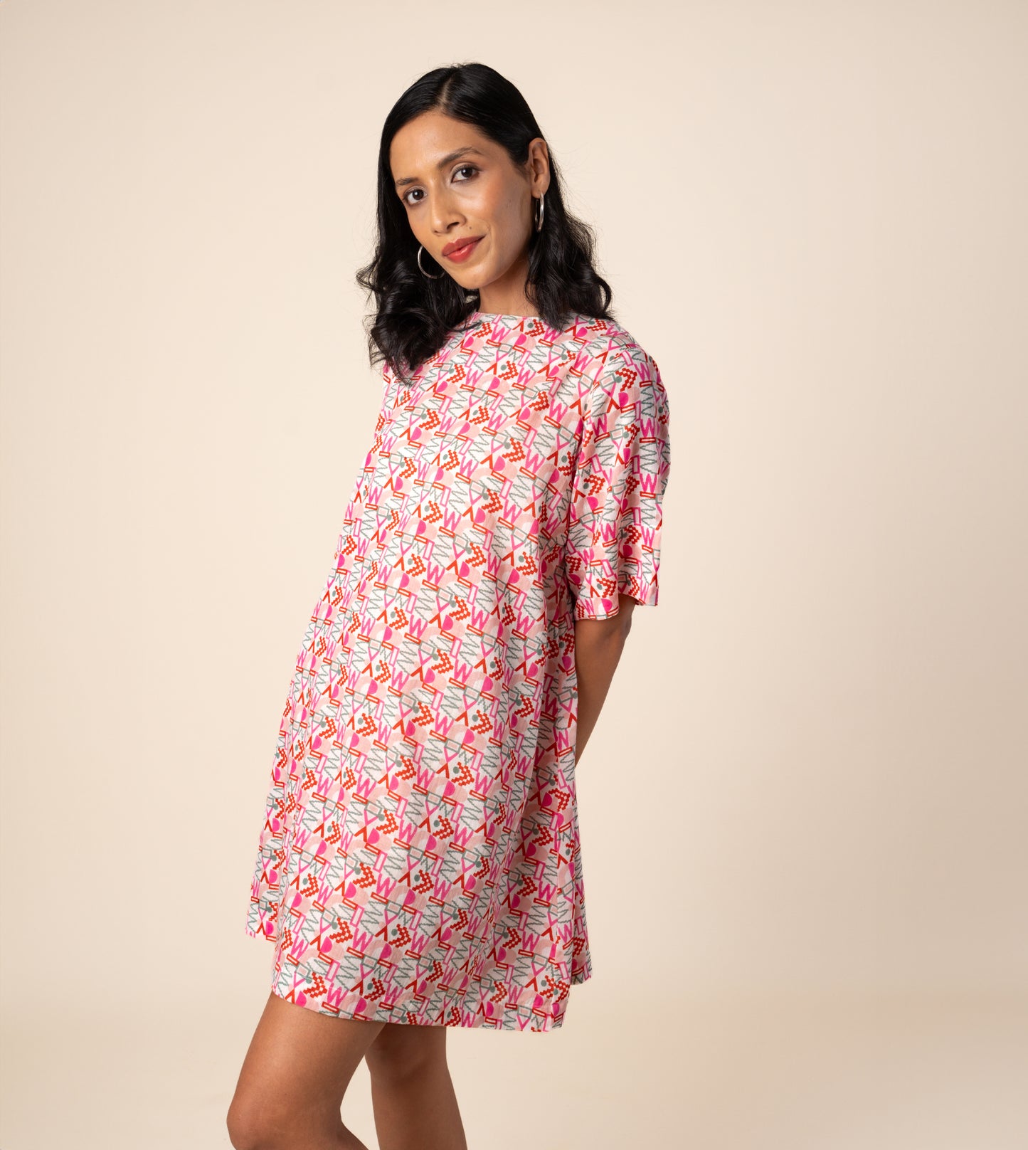 Jun Dress Girard - Harkoi Studio - Express your individuality with the Jun Dress in the artistic Girard pattern. Keywords: sustainable dress, eco-friendly fashion, Jun Dress, Girard-patterned dress, ethical clothing.