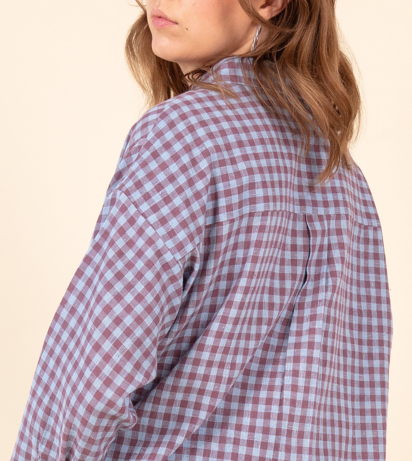 Fuji Shirt Gingham - Harkoi Studio - Upgrade your wardrobe with the Fuji Shirt in classic gingham. Keywords: sustainable men's shirt, eco-friendly fashion, Fuji Shirt, gingham shirt, ethical clothing.