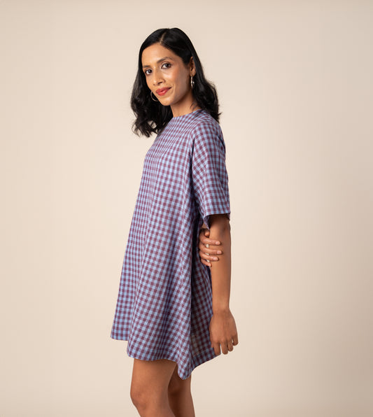 Jun Dress Gingham - Harkoi Studio - Embrace effortless elegance with the Jun Dress in classic gingham. Keywords: sustainable dress, eco-friendly fashion, Jun Dress, gingham dress, ethical clothing.