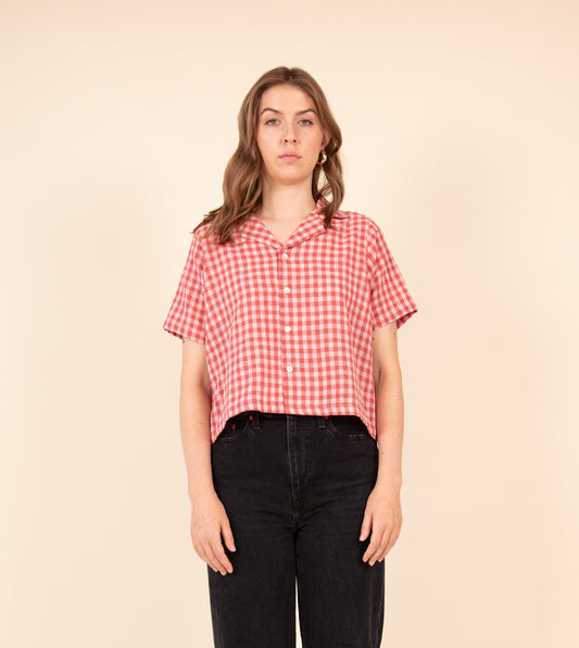 Rin Top Gingham - Harkoi Studio - Upgrade your wardrobe with the Rin Top in classic gingham. Keywords: sustainable blouse, eco-friendly top, Rin Top, gingham blouse, ethical fashion.