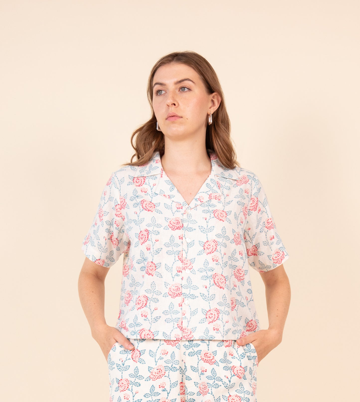 Rin Top Rose Mosaic - Harkoi Studio - Add elegance to your wardrobe with the Rin Top in Rose Mosaic. Keywords: sustainable blouse, eco-friendly top, Rin Top, rose mosaic top, ethical fashion.