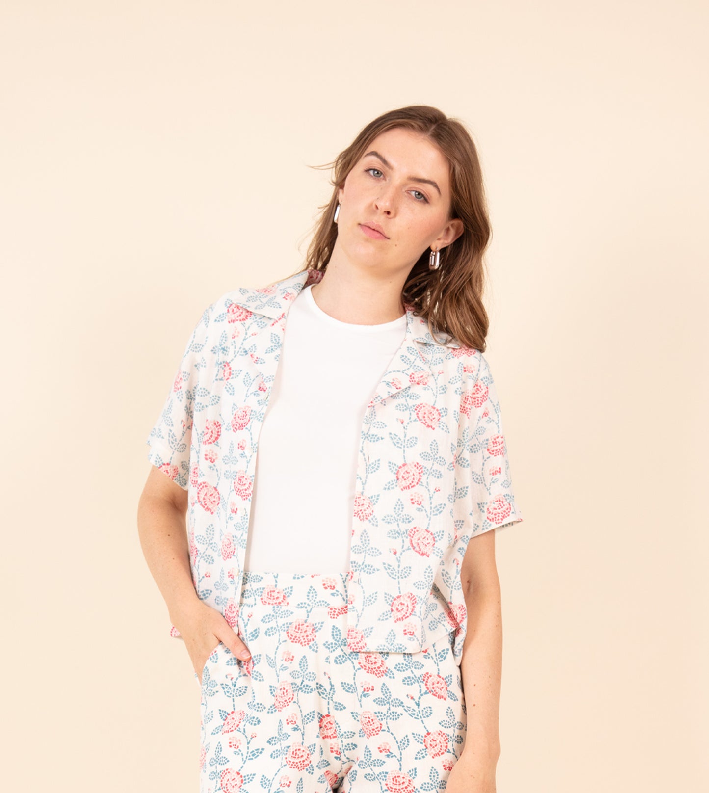 Rin Top Rose Mosaic - Harkoi Studio - Add elegance to your wardrobe with the Rin Top in Rose Mosaic. Keywords: sustainable blouse, eco-friendly top, Rin Top, rose mosaic top, ethical fashion.