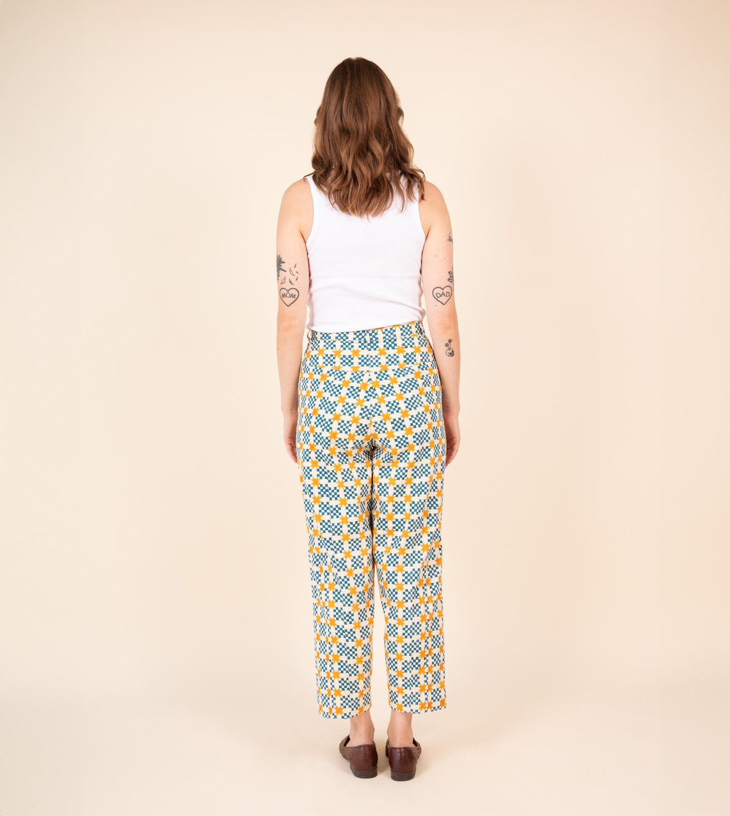 Emi Pants Star Gingham - Harkoi Studio - Add a playful touch to your wardrobe with the Emi Pants in star gingham. Keywords: sustainable pants, eco-friendly trousers, Emi Pants, star gingham trousers, ethical fashion.