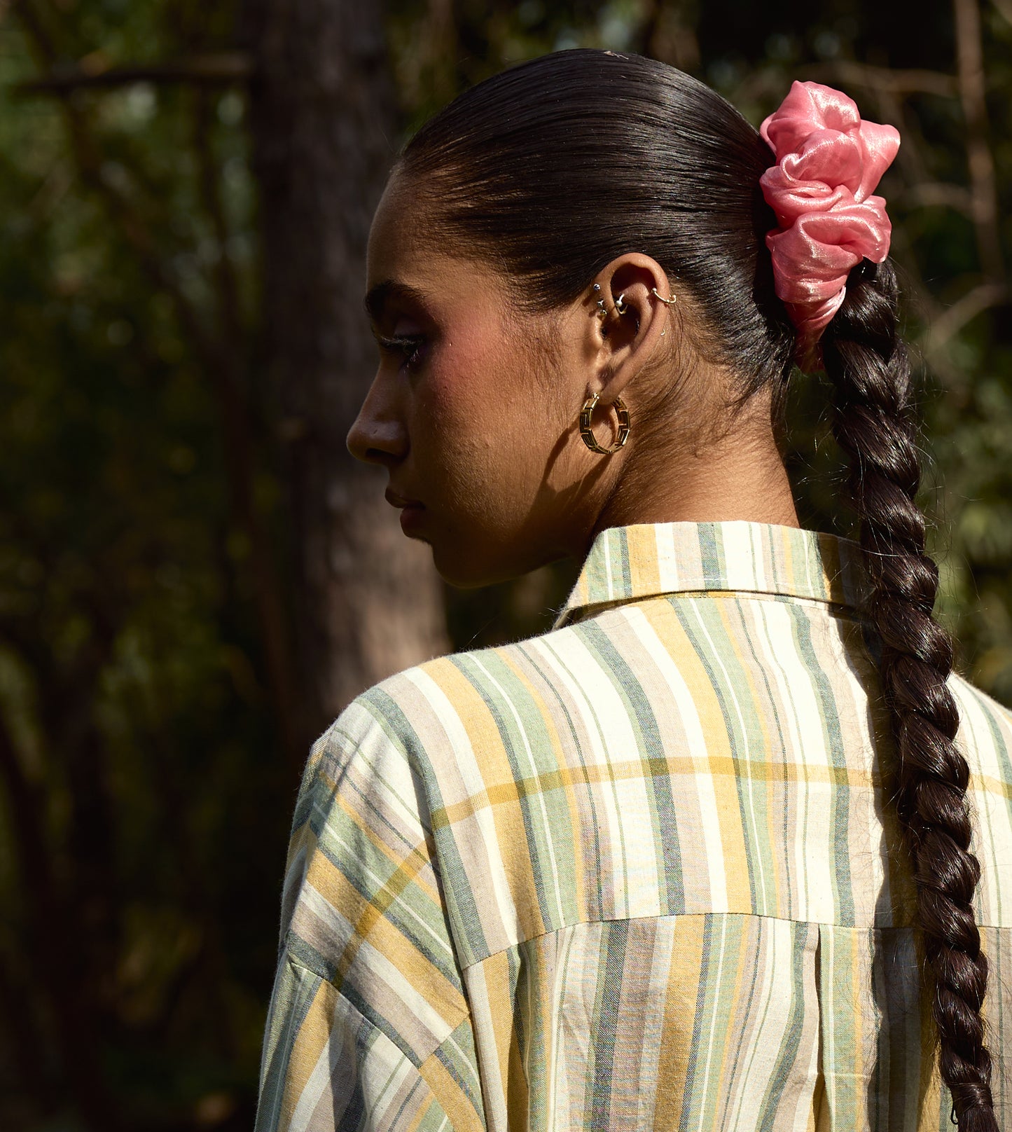 Theme striped Fuji shirt in handloom cotton with versatile styling, handcrafted for sustainable menswear.