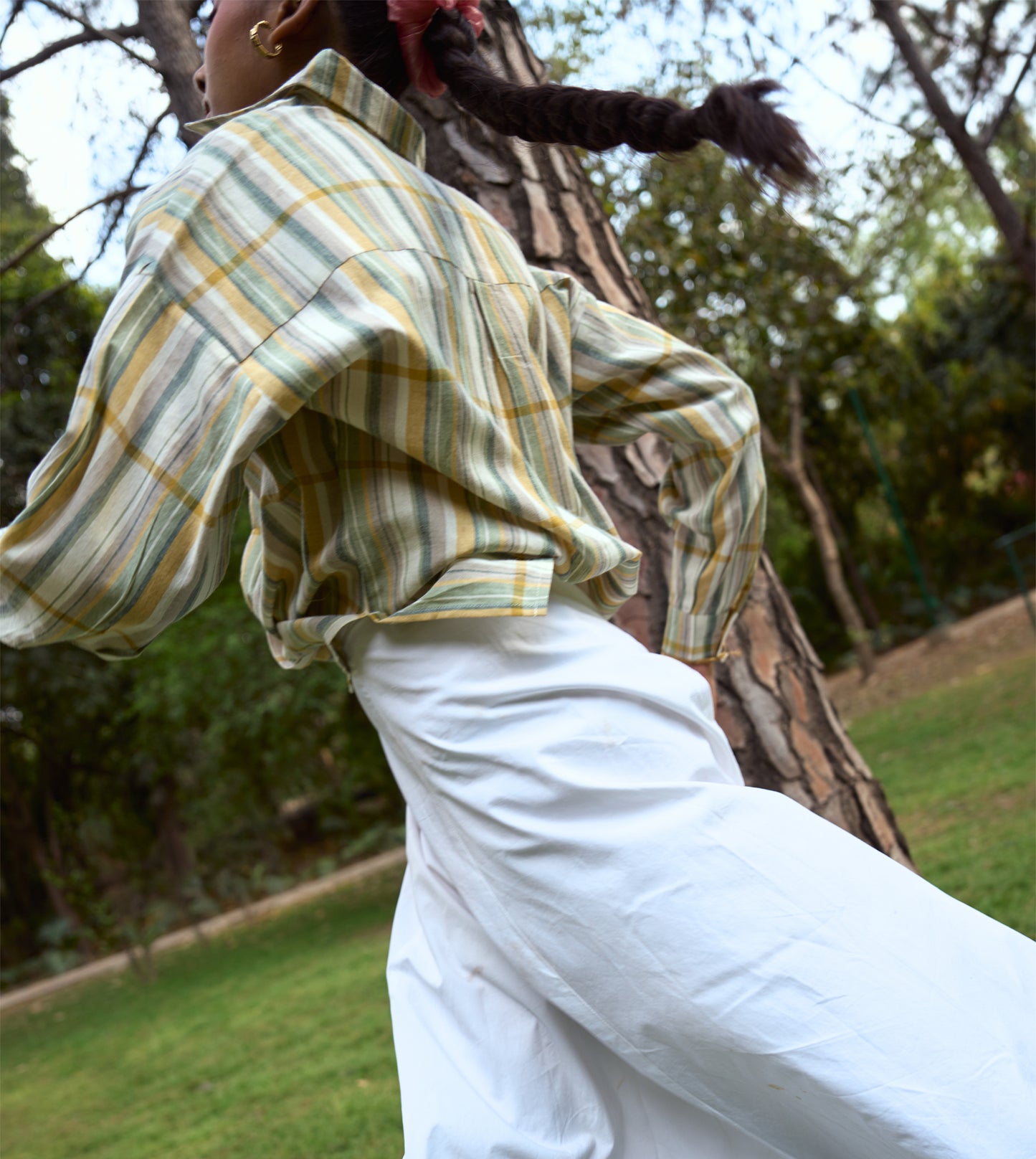 Theme striped Fuji shirt in handloom cotton with versatile styling, handcrafted for sustainable menswear.
