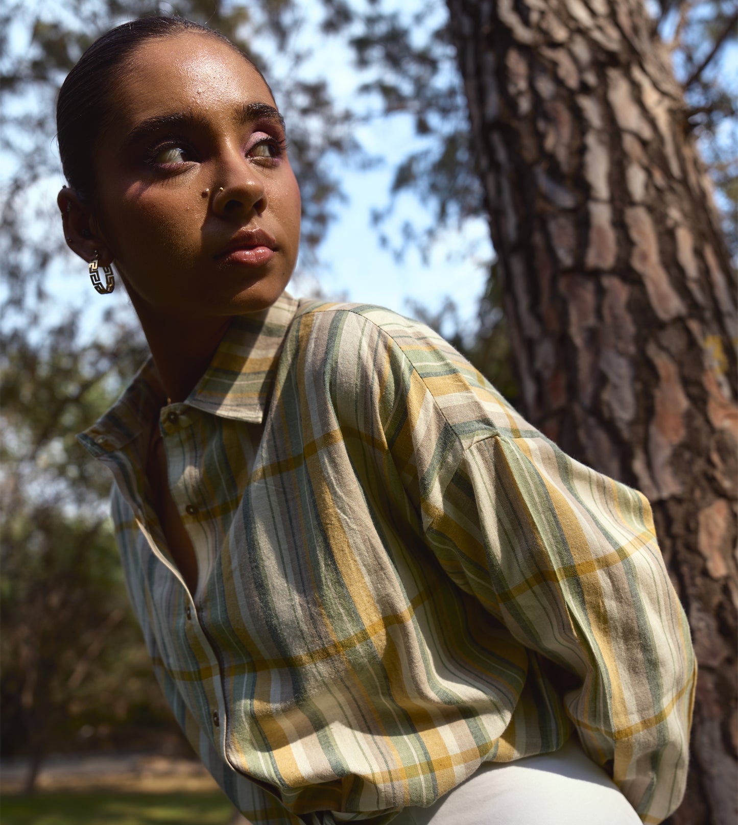 Theme striped Fuji shirt in handloom cotton with versatile styling, handcrafted for sustainable menswear.