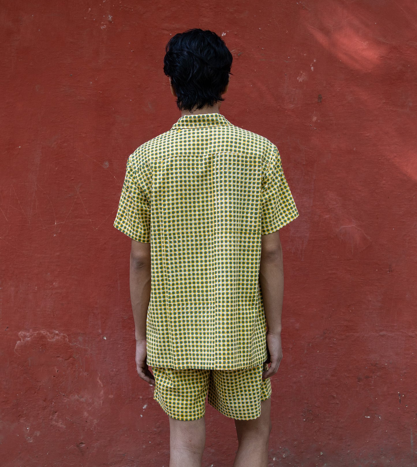 Mini Gingham Mens Shorts Yellow Green | Harkoi Studio - Add a touch of sophistication with the Mini Gingham, a sustainable- with precision and care. Keywords: mini, gingham, men, s, shorts, yellow, green, 1, sustainable 1, eco-friendly fashion, men s shorts yellow green.
