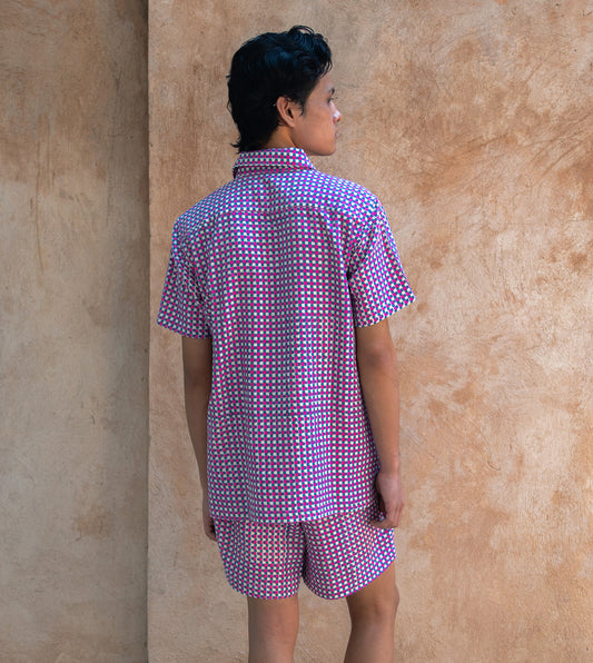 Mini Gingham Mens Shirt Pink Blue - Harkoi Studio - Elevate your everyday style with the Mini Gingham, a sustainable crafted with precision and care. Keywords: mini, gingham, mens, shirt, pink, blue, sustainable blue, eco-friendly fashion, mens shirt pink.