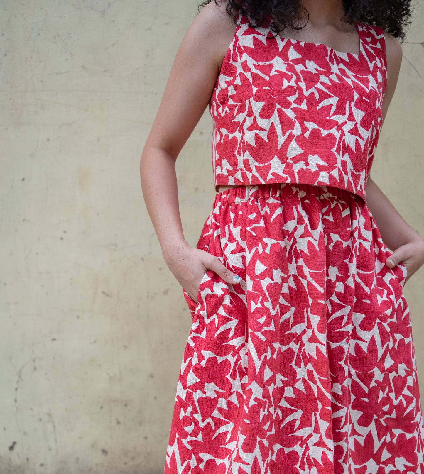 Abstract Shapes Yoko Skirt Red - Harkoi Studio - A modern take on a classic favorite, the Abstract Shapes, a sustainable Ÿ?? crafted with precision and care. Keywords: abstract, shapes, yoko, skirt, red, sustainable red, eco-friendly fashion, yoko skirt.