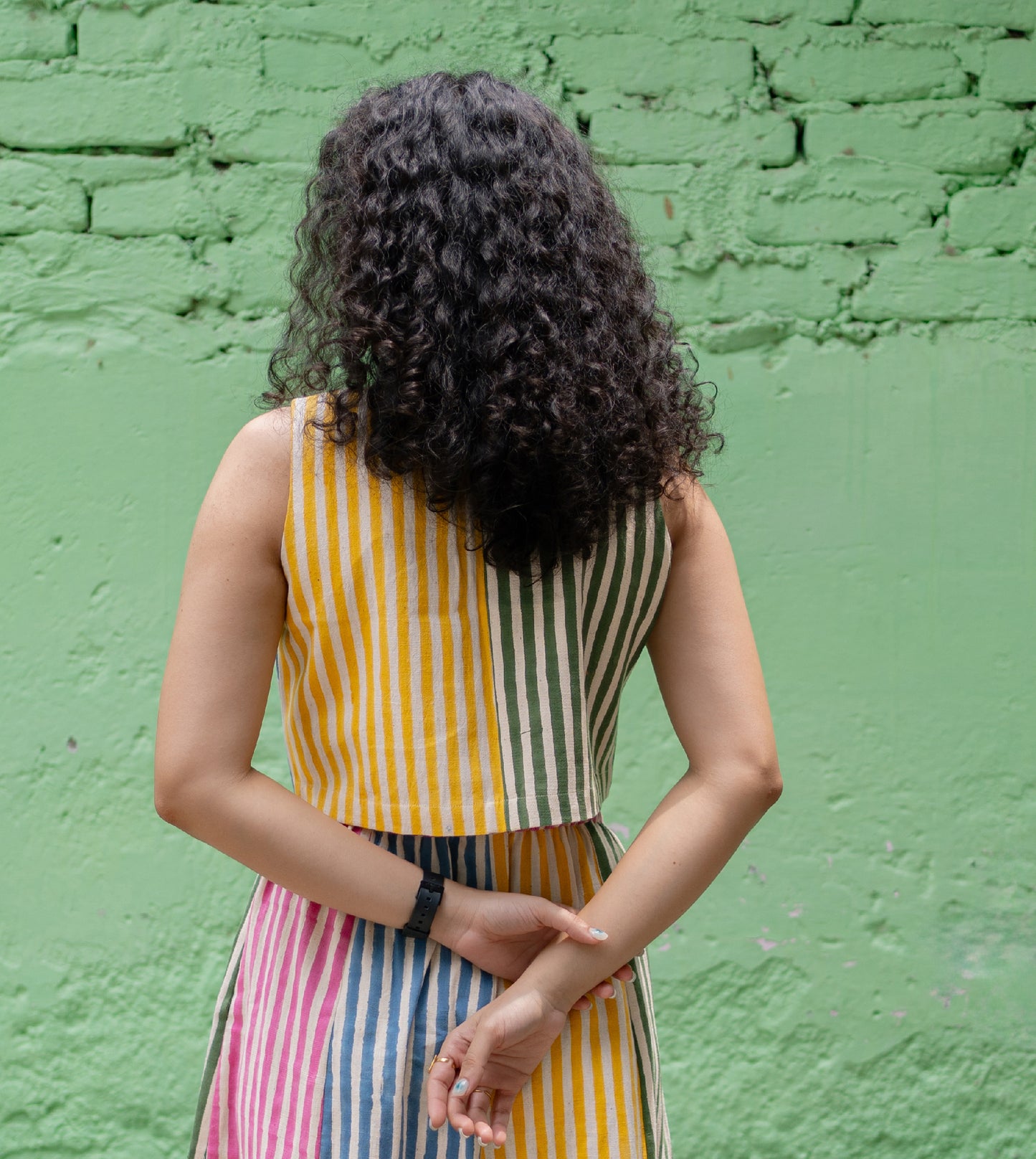 Stripes Mei Top Multi - Harkoi Studio - Add playful stripes to your wardrobe with the Stripes Mei Top in multi-color. Keywords: sustainable blouse, eco-friendly top, Stripes Mei Top, multi-color striped top, ethical fashion.