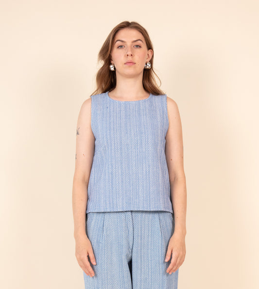 Texture Akira Top Cobalt | Harkoi Studio - An inspired choice for the modern wardrobe, the Texture Akira, a sustainable- crafted with precision and care. Keywords: texture, akira, top, cobalt, sustainable cobalt, eco-friendly fashion, top.