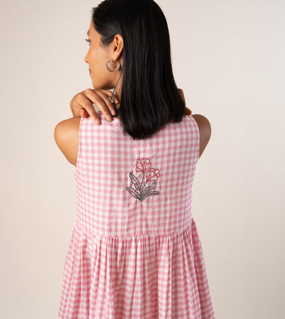 Suki Dress • Gingham Embroidered