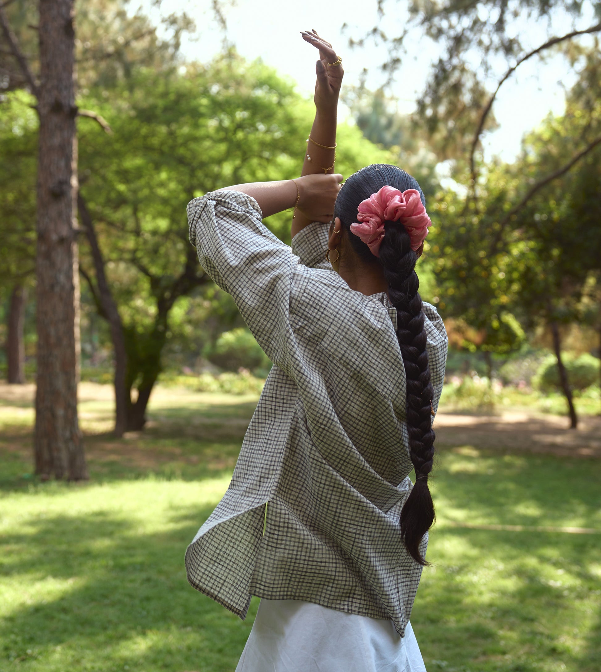 Sketchy check Fuji shirt made of soft khadi cotton, ideal for layering or casual wear, handcrafted in India.