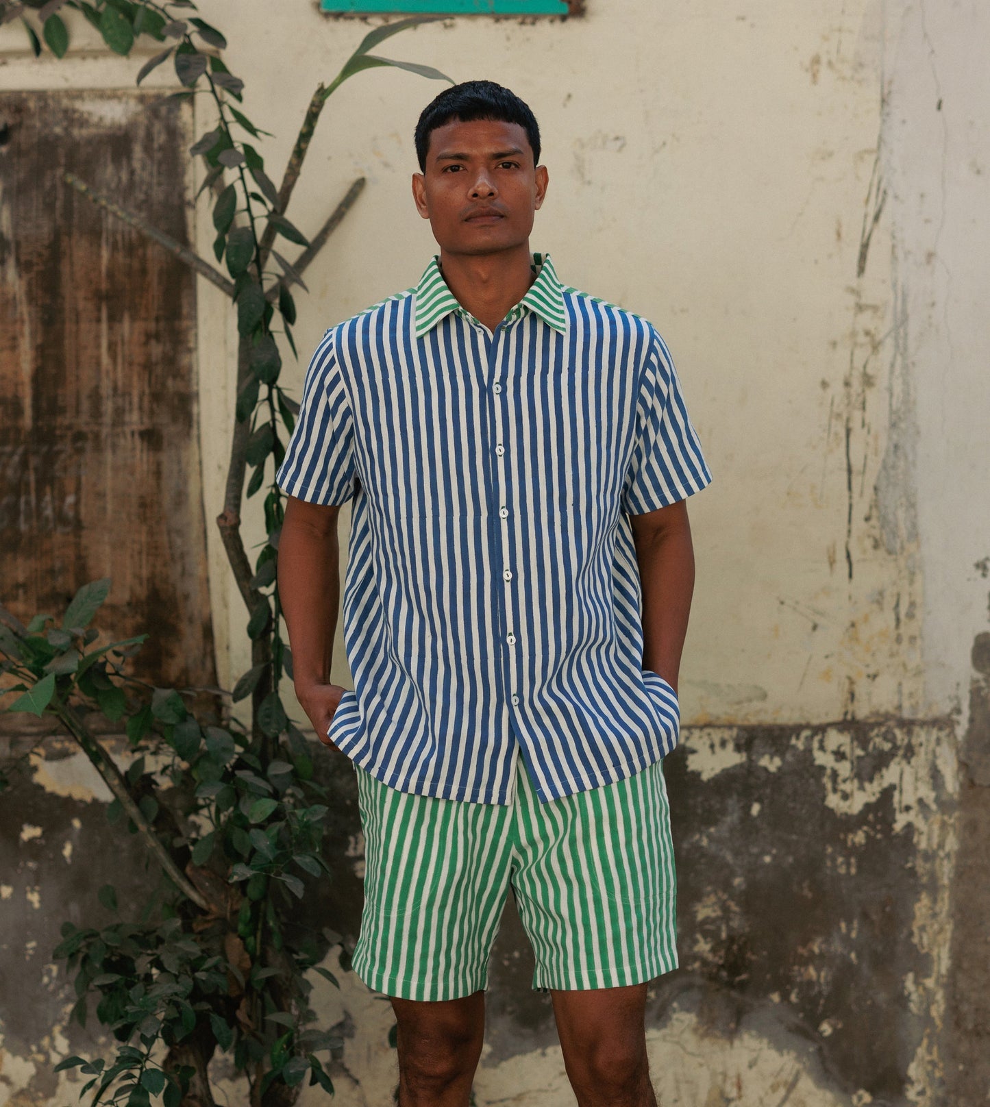 Ina Mens Shorts • Green Stripes