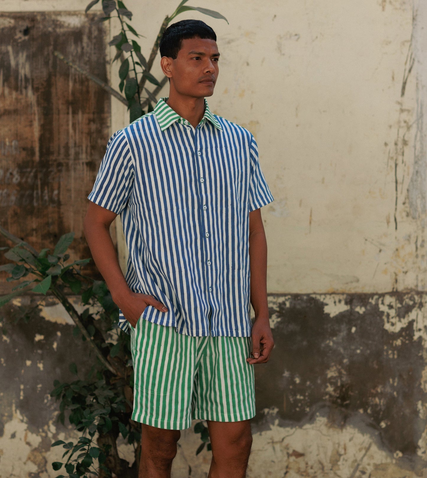 Ina Mens Shorts • Green Stripes