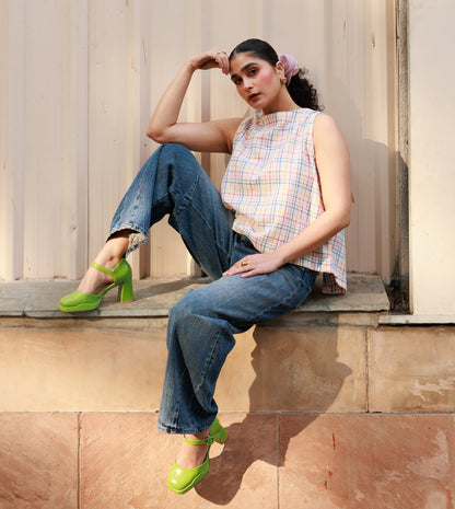 Sutton Top • Open Plaid