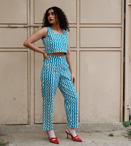 Emi Pants • Blue Squiggle