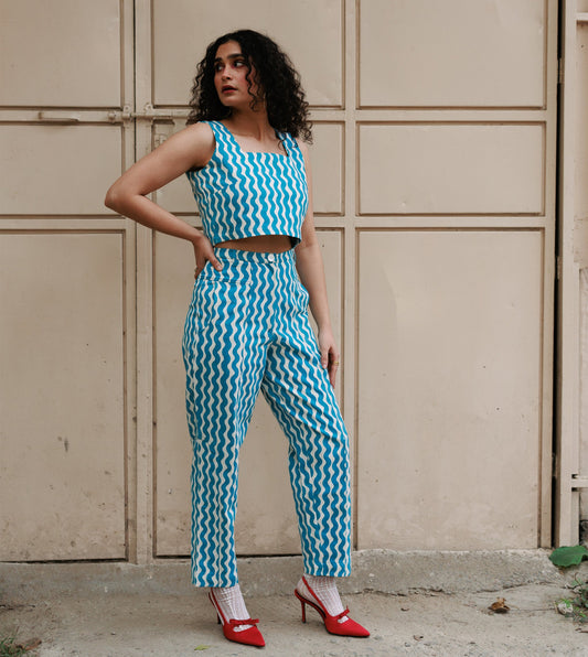 Emi Pants • Blue Squiggle
