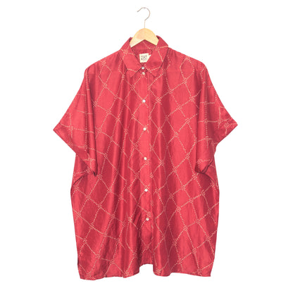 Facets Unisex Silk Shirt • Chilli red