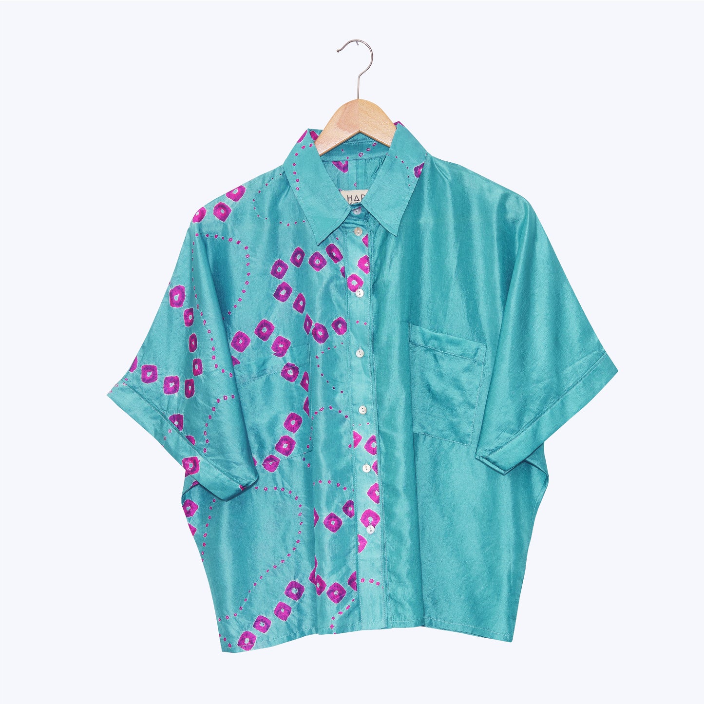 Nebula Unisex Silk Shirt • Teal Pink